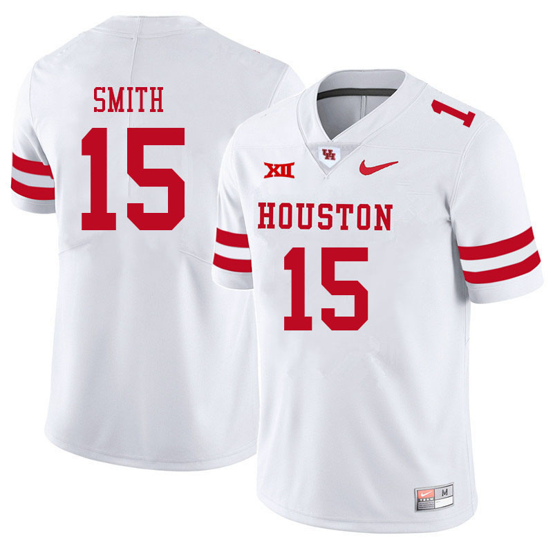 Men #15 Donovan Smith Houston Cougars College Big 12 Conference Football Jerseys Sale-White - Click Image to Close
